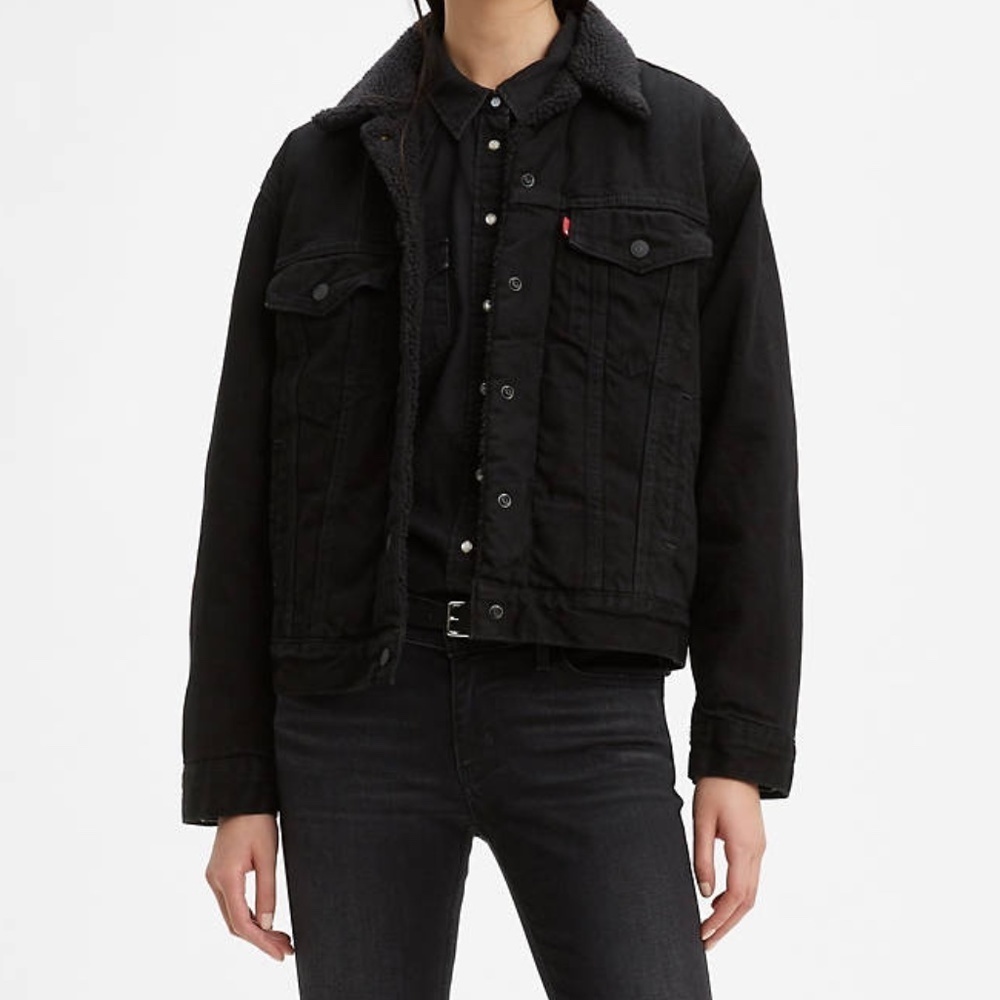 NWT LEVIS ORIGINAL SHERPA TRUCKER JACKET BLACK -XS